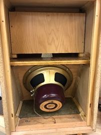 Heathkit speaker system - the big cabinet is loaded with 2 15" Altec Lansing 401-17 Low frequency drivers a 401-18 hi frequency driver & crossover - the small cabinets are loaded with 12" Cletron Cathedral Series 