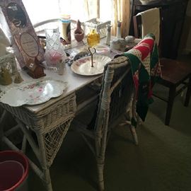 Wicker desk with chair