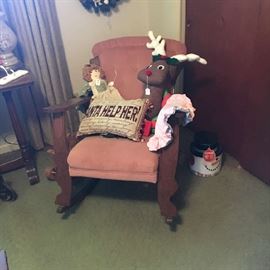 Oak upholstered chair