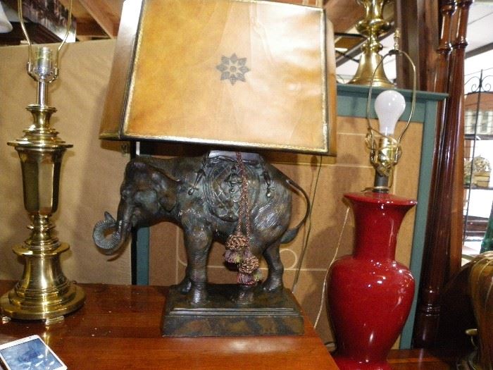 Bronze Elephant Lamp.