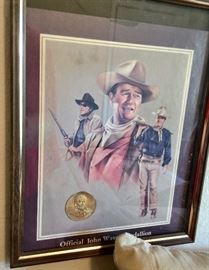 John Wayne picture and medallion 