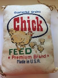 Cross stitched feed sack