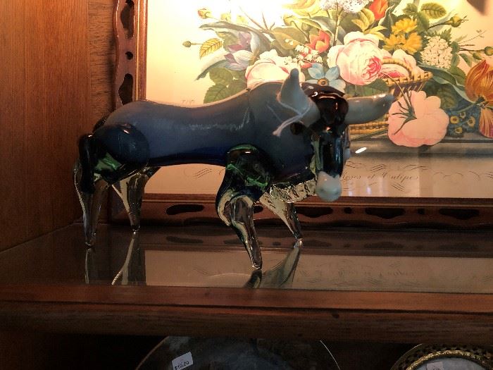 Murano Style Glass Bull