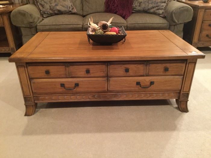 Sofa coffee table with drawers and storage