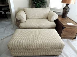 Over Stuffed Arm Chair and Ottoman with Storage