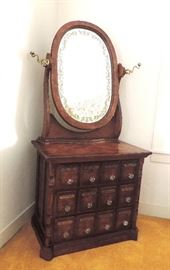 Pulaski furniture Corp, Apothecary style Washstand/Chest and Mirror with Crystal Knobs