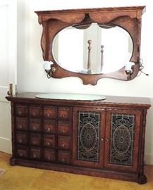 Pulaski Furniture Corp Apothecary Style Dresser and Wall Mounted Mirror with Crystal Knobs