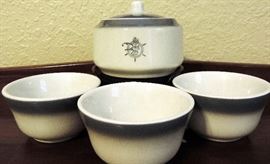 Jack Tar Covered Sugar Bowl and 3 Small Bowls