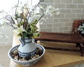 Blue and White Pitcher and Bowl