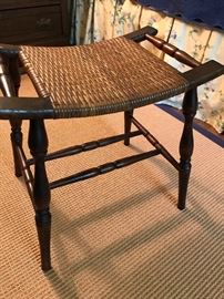Vintage stool with woven seat