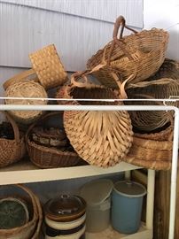 Multiple baskets of varying sizes and shapes