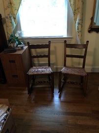 Vintage child's rockers with woven seat