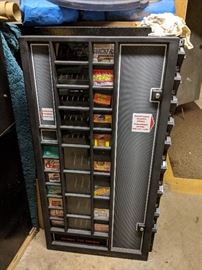 Vending machine that holds drinks and snacks. We have the keys to the machines 
