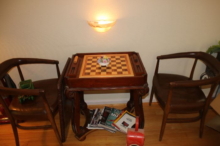 Game Table and Two MCM Chairs