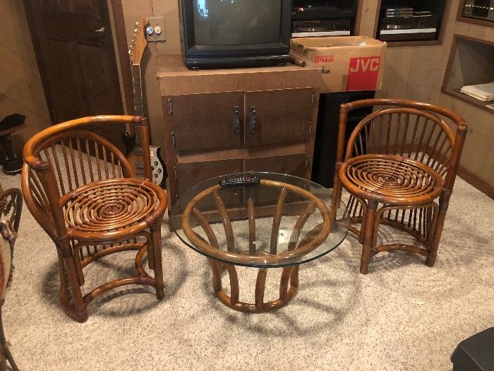 Mid Century to Retro Rattan Seating with Table
