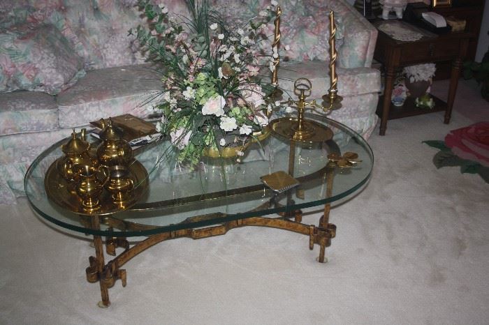 BRASS AND GLASS TABLE
