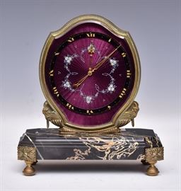 Gubelin Brass and Marble Desk Clock