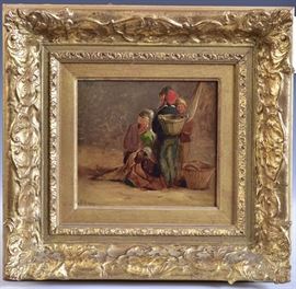 William C. Stonfield (2)
Children Selling Vegetables
6 1/4" x 7 1/4" oil on panel
signed CS and dated 1854 lower left
Merchants
7 14" x 8" oil on panel
signed CS and dated 1856 lower left