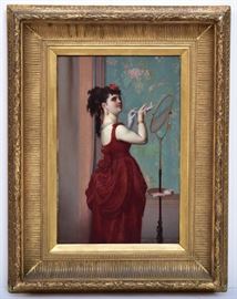 Frans Verhas
Lady in Red
22" x 14 1/2" oil on board
signed lower right