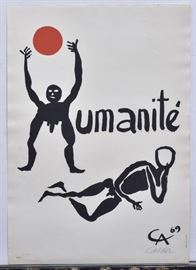 Alexander Calder
Humanite
32" x 22 1/2" lithograph
pencil signed lower right
from an edition of 200, unframed