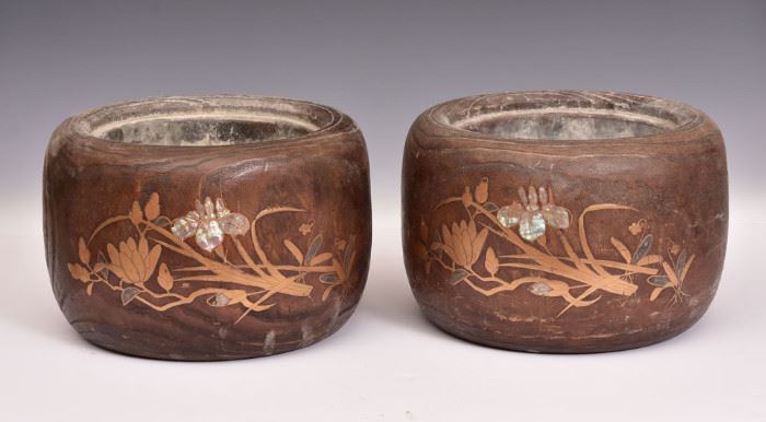 Pair of Burl Hibachi