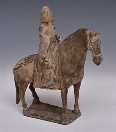 Chinese Terracotta Horse
with rider
9" tall
probably Tang Dynasty