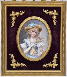 Group of Miniature Painted Portraits (3)
two in bronze frames
largest 7 1/2" x 5 1/2" (overall)
all signed, late 19th century