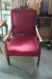 Victorian chair needing some upholstery repair.