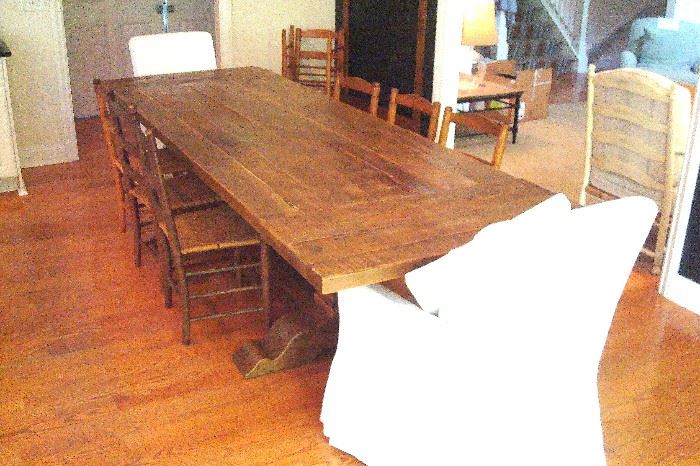 Wilhelm trestle dining table with extension ends from Arhaus. cost $2300.00 in 2016!!