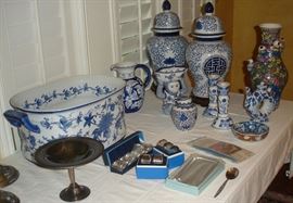 Chinese fertility vase, blue & white porcelain