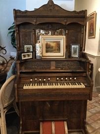 Antique Late 1890’s Hand Carved Wood Organ