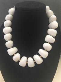 Vintage Bold White Beaded Necklace