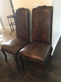 Leather high back side chairs