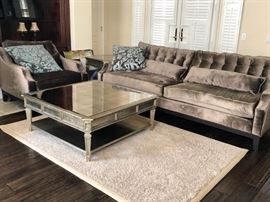 Hoolywood Regency Style Contemporary sofa set. (bought from "Z Gallerie") - sofa, arm chair, coffee table, side table Excellent Condition