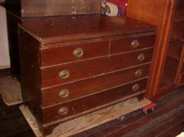 5 drawer mahogany low chest.