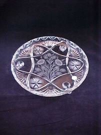 Large cut glass footed tray.