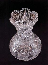 Cut glass vase.