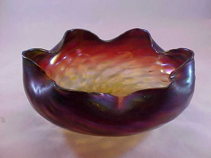 Large rare Loetz art glass bowl