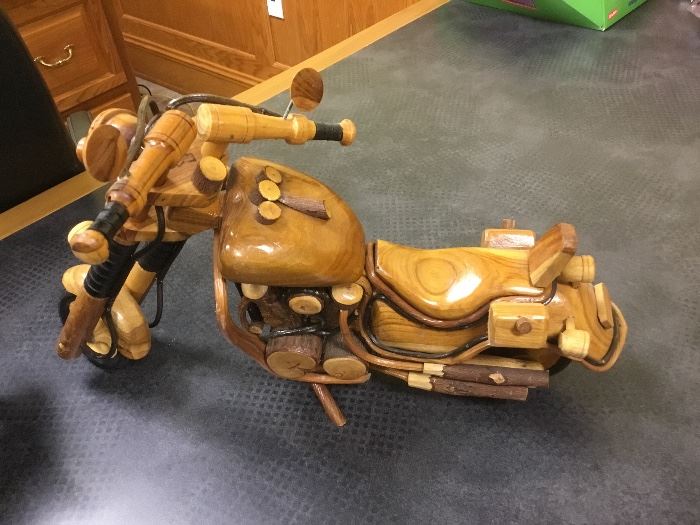 Wood carved Harley Davidson motorcycle