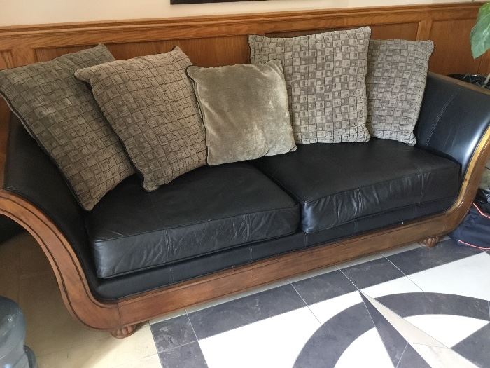 Leather sofa also matching loveseat