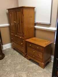 Pine tall armoire & night chest