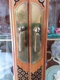 Stunning! Asian Motif china cabinet with brass accents by Lane
