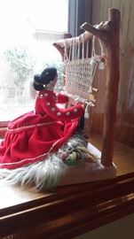 Native American doll at loom. Beautiful.