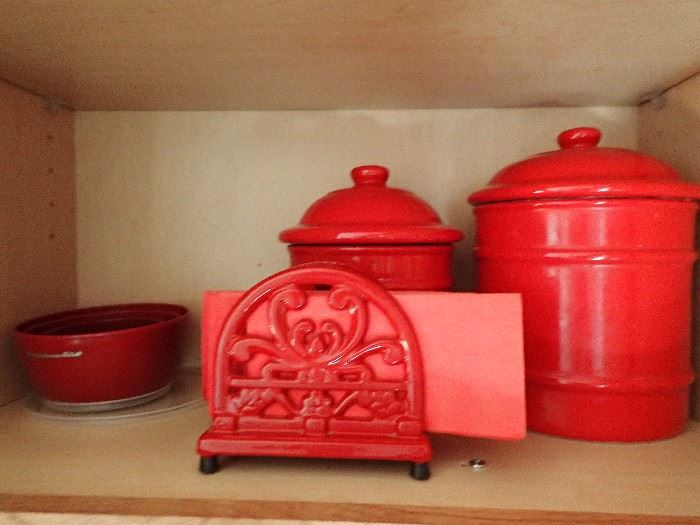 LOTS OF RED KITCHEN ACCESSORIES