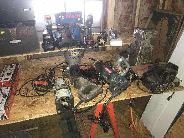 Nail guns, power tools. Some new in box