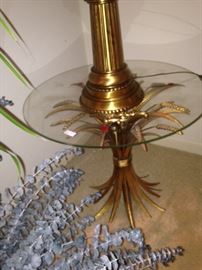 Glass top brass table