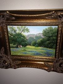 Bluebonnet and longhorn oil on canvas