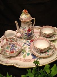 Charming hand painted Herend demitasse set from Hungary