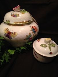 Hand painted Herend lidded bowls