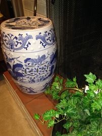 Blue & white garden stool